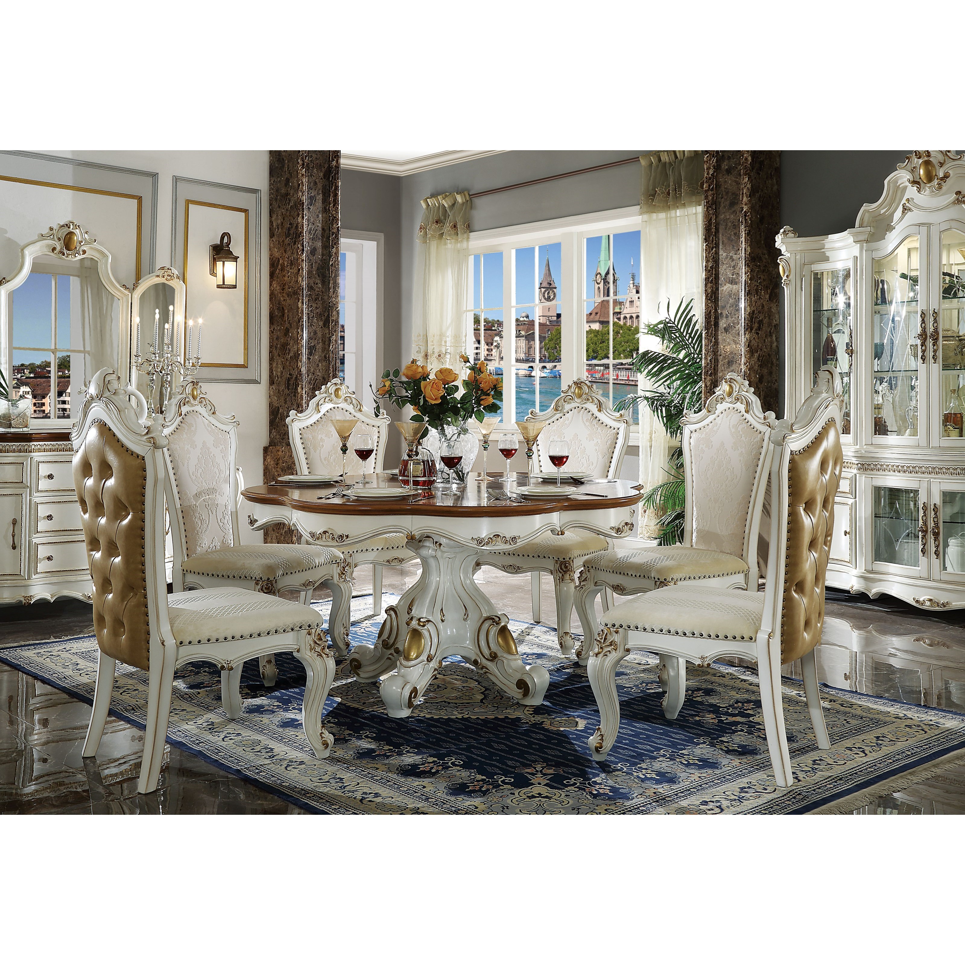 Acme Furniture Picardy 63470 Traditional Round Dining Table | Del